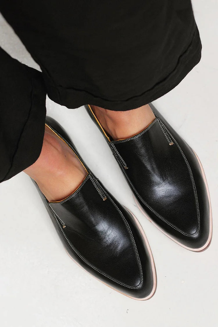 Eilish | Women's Slip-On Loafer Pointed Toe Flat - Black - Image 2