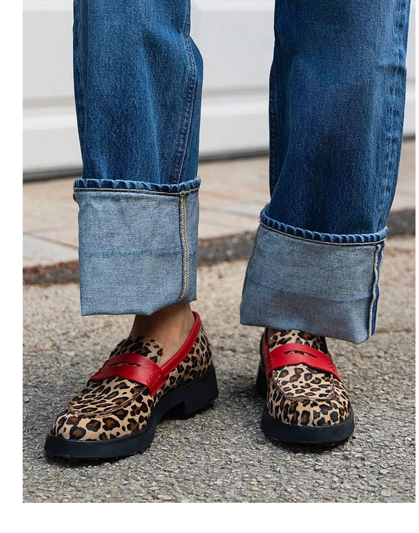 Flannery | Women's Leopard Print Penny Loafers - Brown/Khaki - Image 1