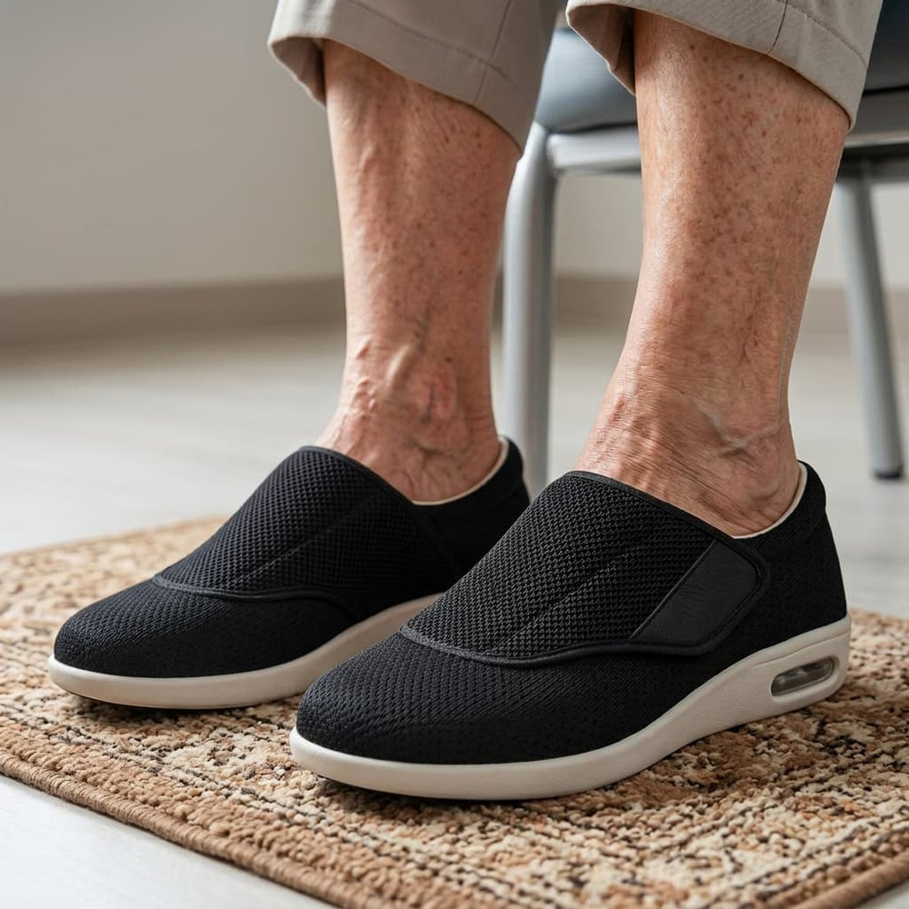 Arvella | Women's Orthopedic Wide Fit Sneakers - Black - Image 2