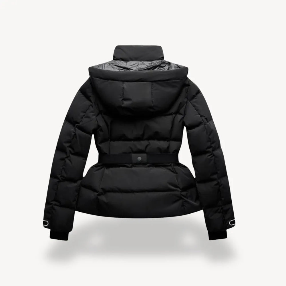 Arvelle | Women's Belted Hooded Puffer Jacket - Black - Image 2