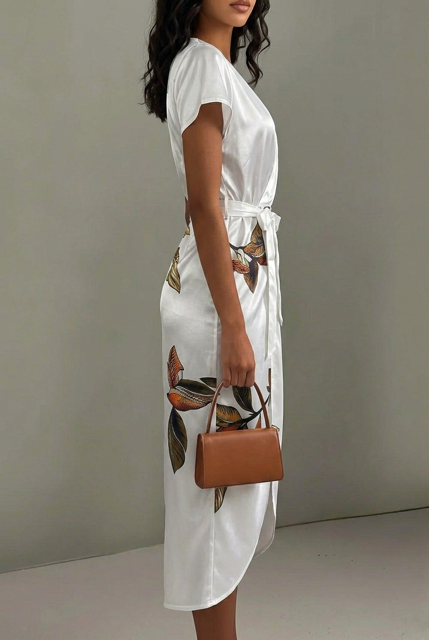 Arvindra | Women's Midi Wrap Dress Print - White - Image 2