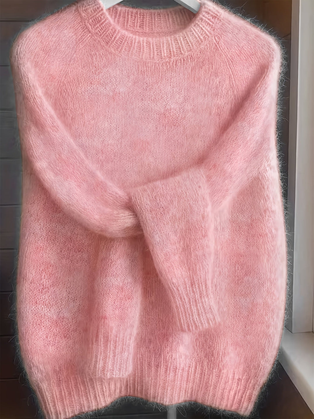 Arvona | Women's Fuzzy Knit Pullover Sweater - Pink - Image 1
