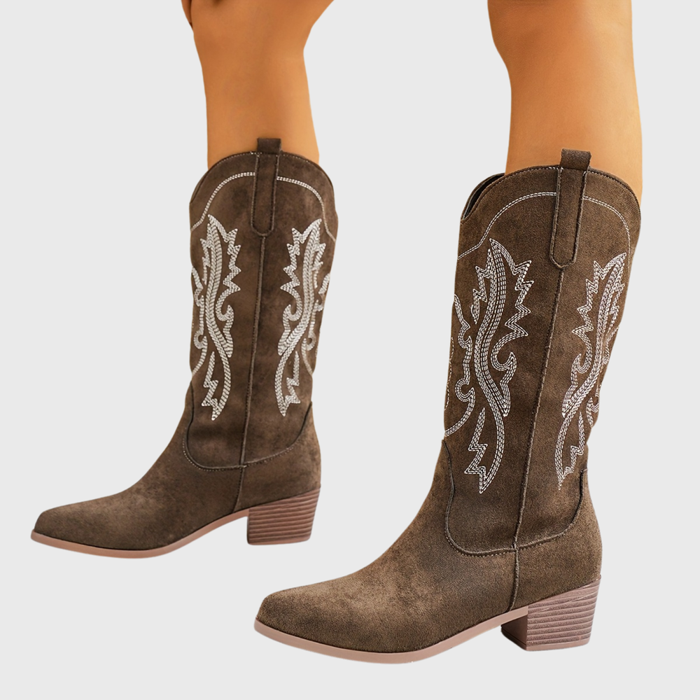 Baylor | Women's Wide Calf Western Cowboy Boots - Camel - Image 2