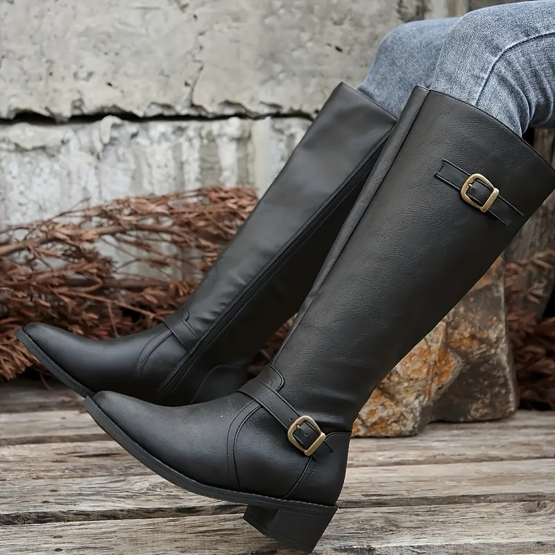 Calixta | Women's Knee-High Buckle Boots - Image 1