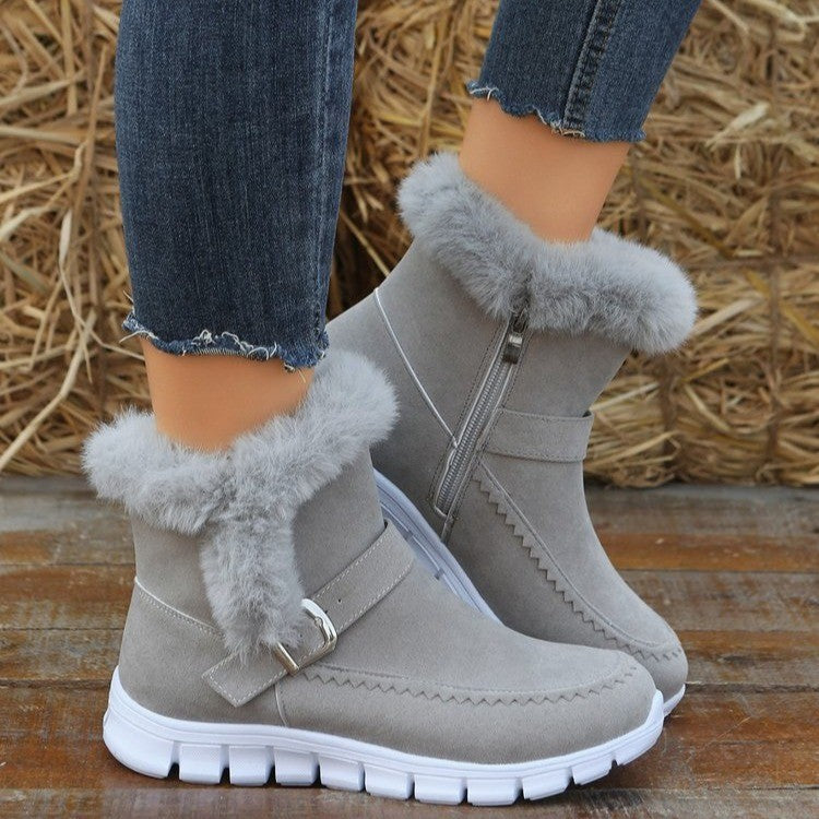 Brelvaine | Women's Fur-Lined Winter Ankle Boots - Grey - Image 1