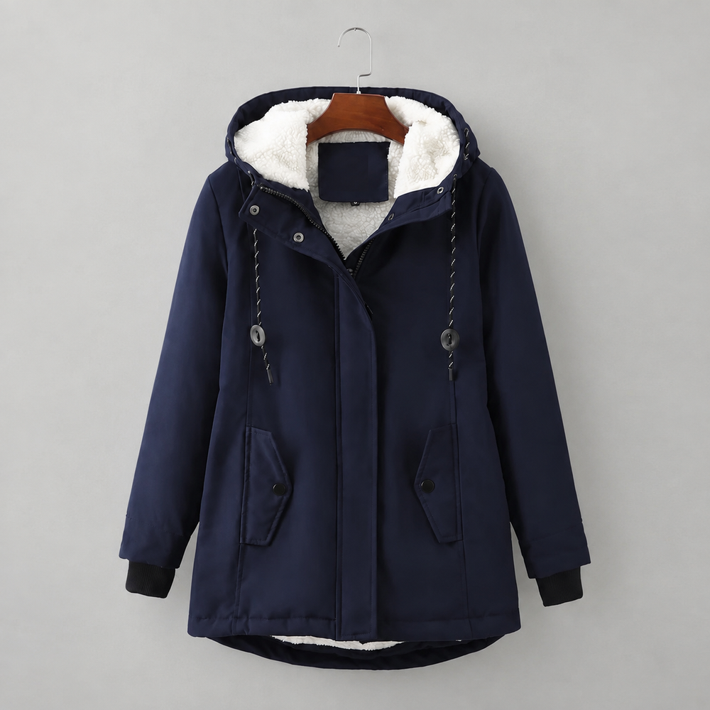 Brelvaine | Women's Hooded Sherpa-Lined Winter Coat - Navy - Image 2