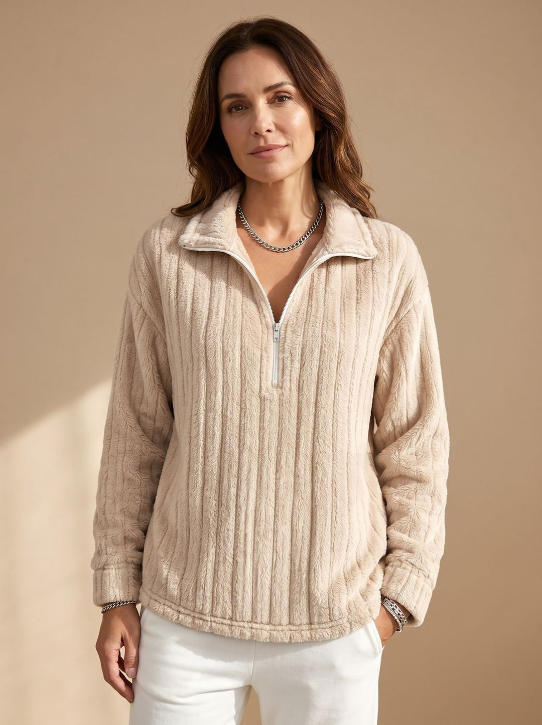 Brelvyn | Women's Fleece Half-Zip Pullover Sweater - Image 1