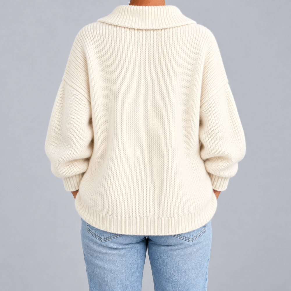 Brennaly | Women's Oversized Knit Cardigan Sweater - Cream - Image 2