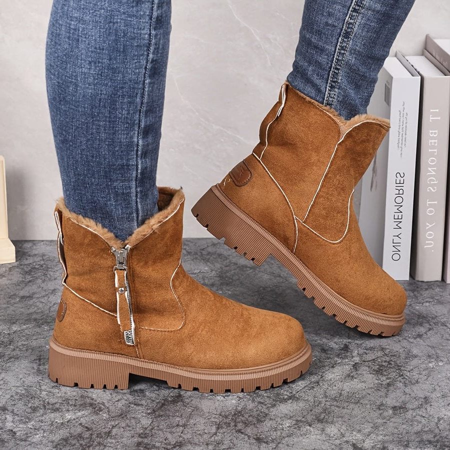 Brenwyla | Women's Fur-Lined Ankle Boots - Camel - Image 1