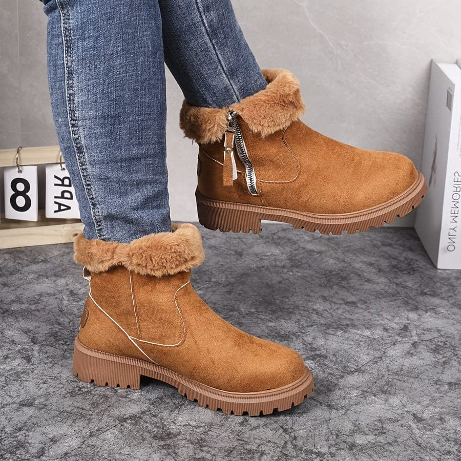 Brenwyla | Women's Fur-Lined Ankle Boots - Camel - Image 2