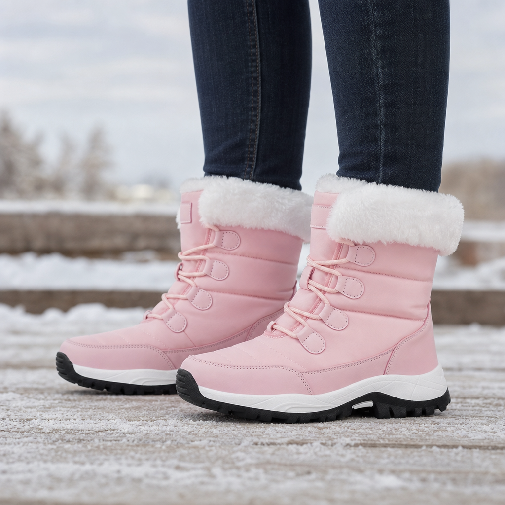Brindara | Women's Fleece-Lined Winter Snow Boots - Light Pink - Image 1