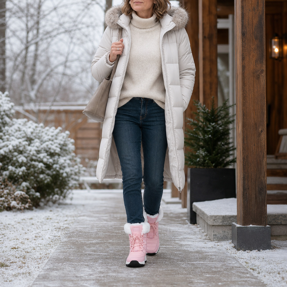 Brindara | Women's Fleece-Lined Winter Snow Boots - Light Pink - Image 2
