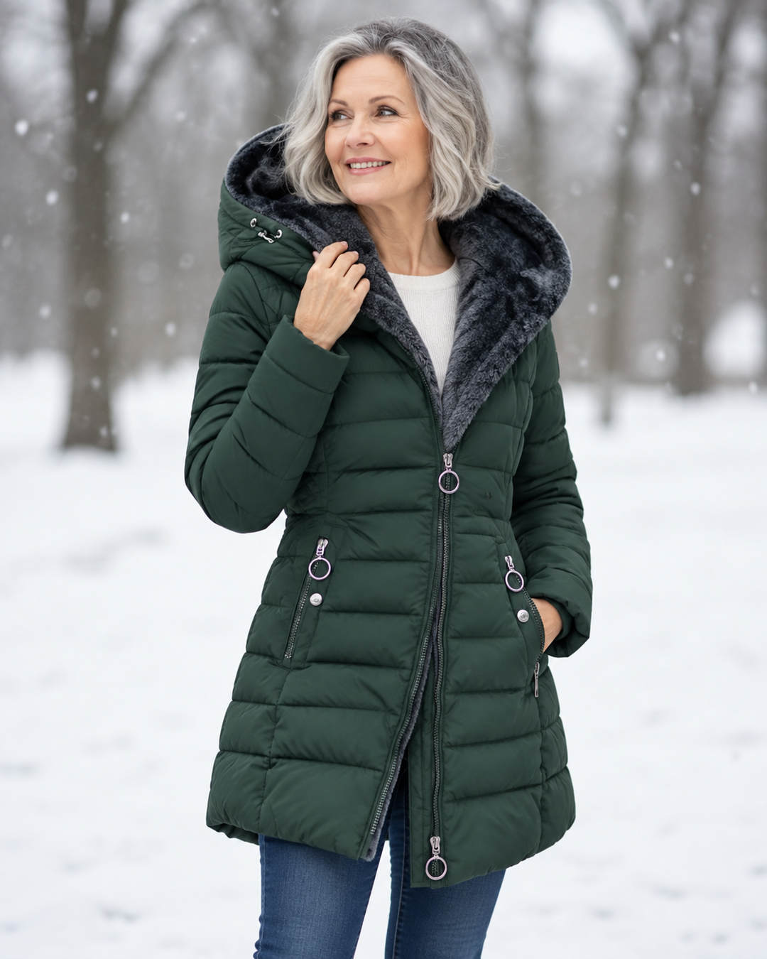 Brindara | Women's Quilted Winter Coat with Hood - Image 1