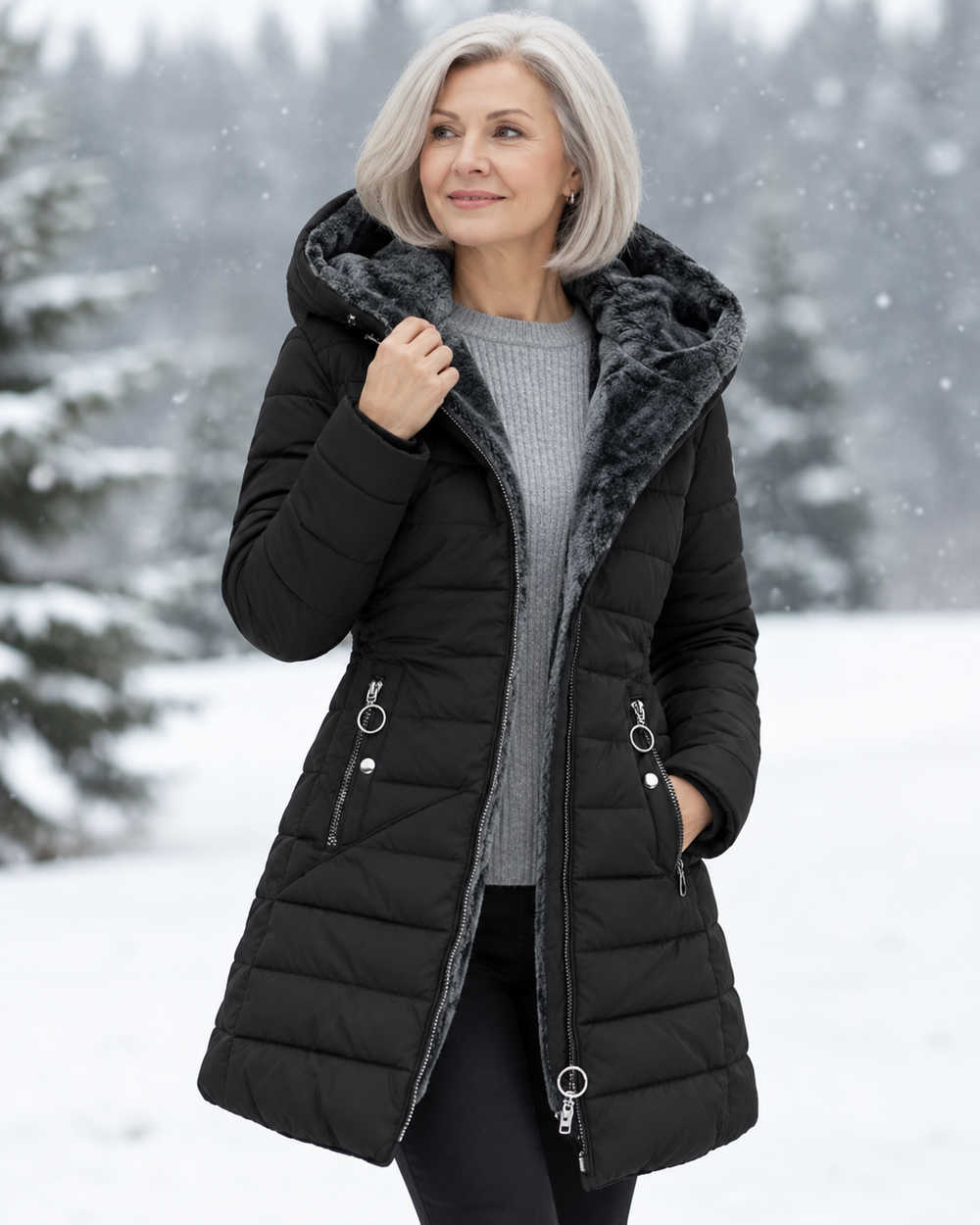 Brindara | Women's Quilted Winter Coat with Hood - Image 2