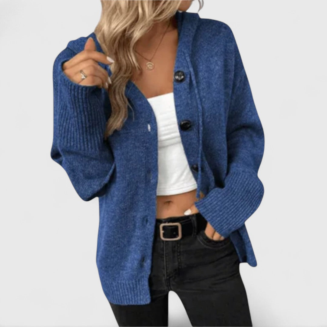 Brindara | Women's Relaxed Fit Knit Cardigan - Blue - Image 1