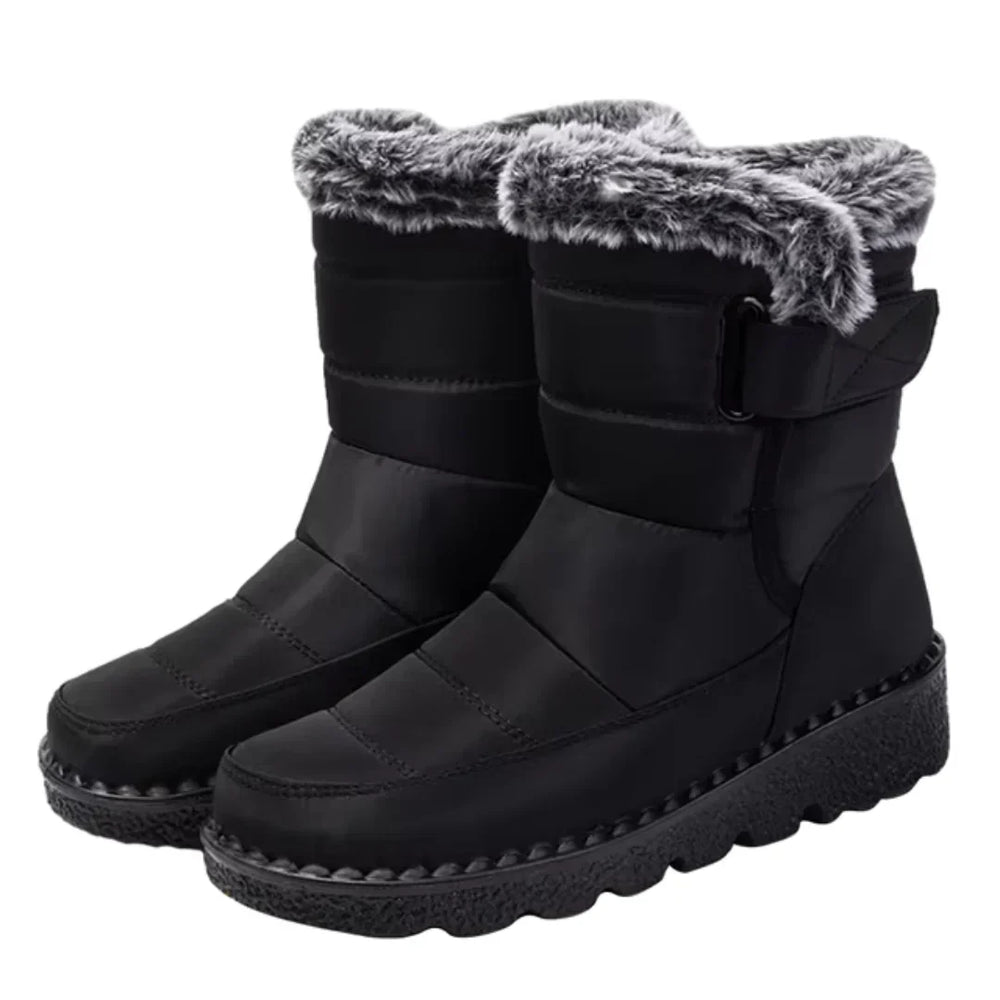 Bryndell | Women's Waterproof Winter Boots with Fur Trim - Navy - Image 2