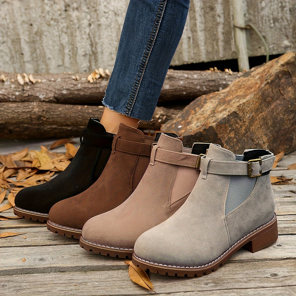 Brynn | Women's Buckle Ankle Boot with Block Heel - Brown - Image 2