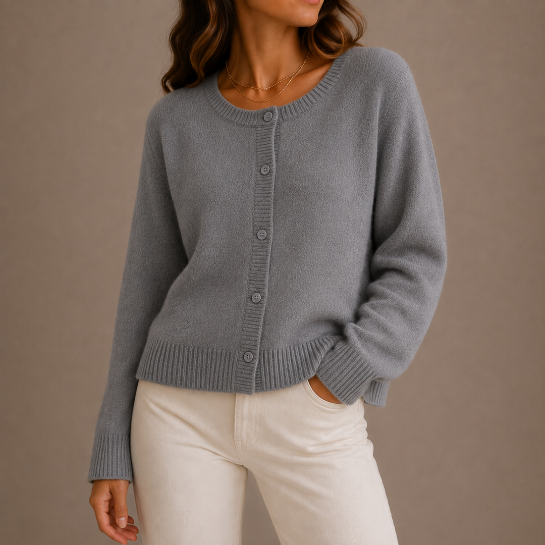 Caldene | Women's Knit Cardigan Button-Up Sweater - Grey - Image 1