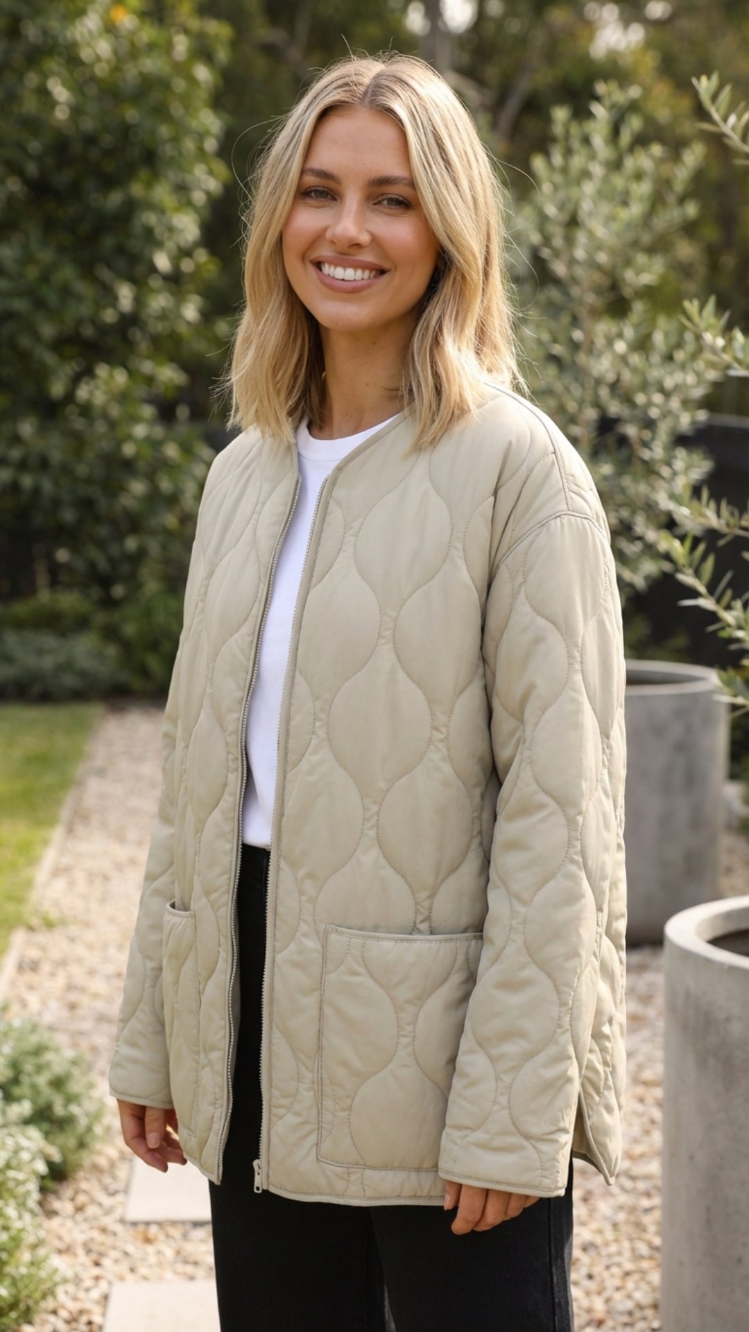 Caldene | Women's Lightweight Quilted Jacket - Beige - Image 1