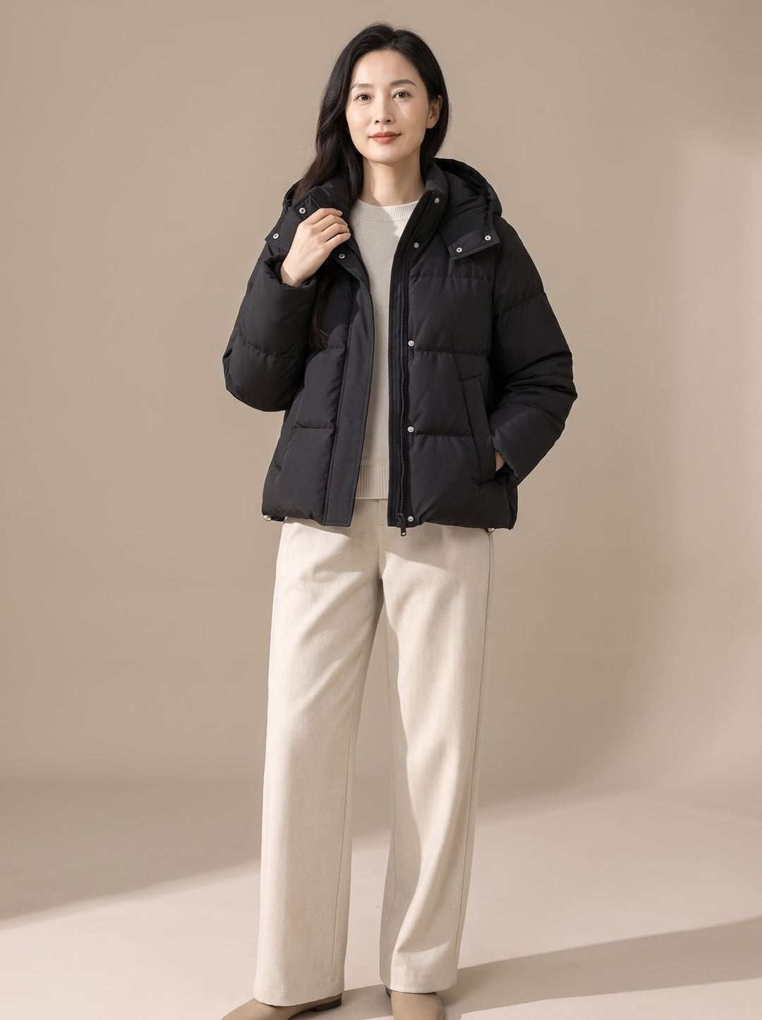 Caldeva | Women's Hooded Puffer Jacket - Black - Image 1