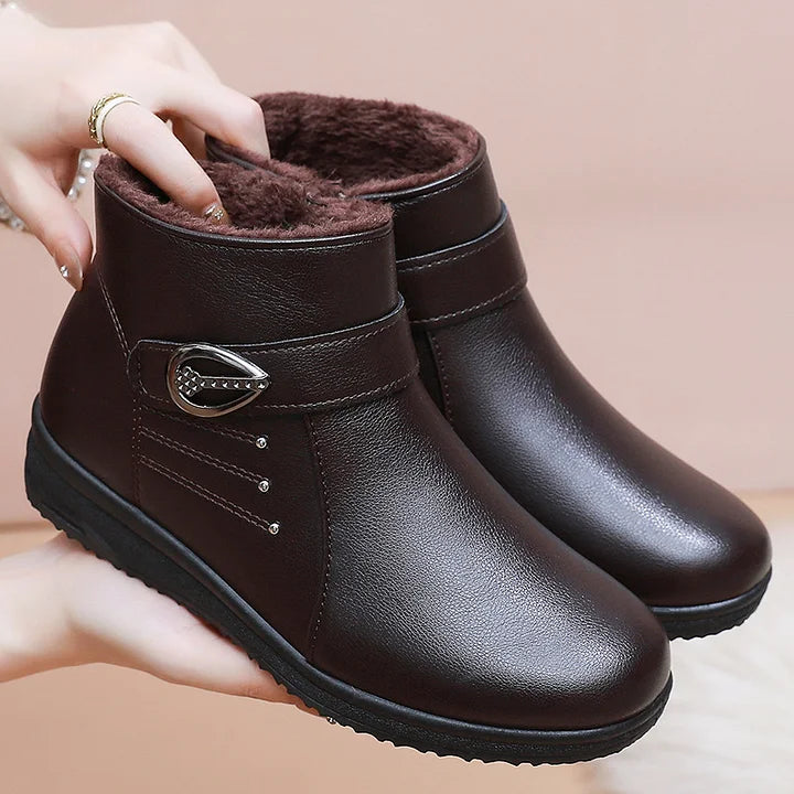Caldwen | Women's Fleece-Lined Winter Ankle Boots - Dark Brown - Image 1