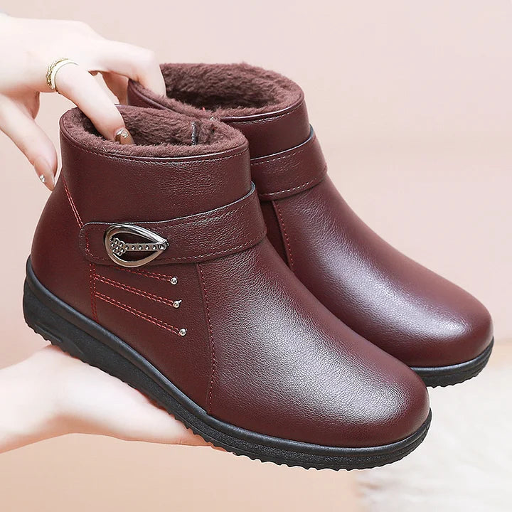 Caldwen | Women's Fleece-Lined Winter Ankle Boots - Dark Brown - Image 2