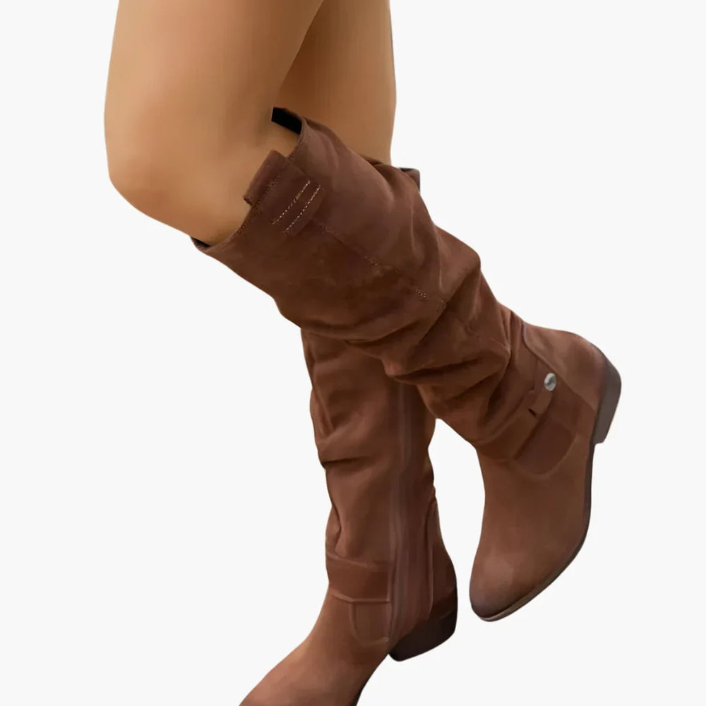 Calvara | Women's Knee-High Slouch Boots - Brown - Image 2