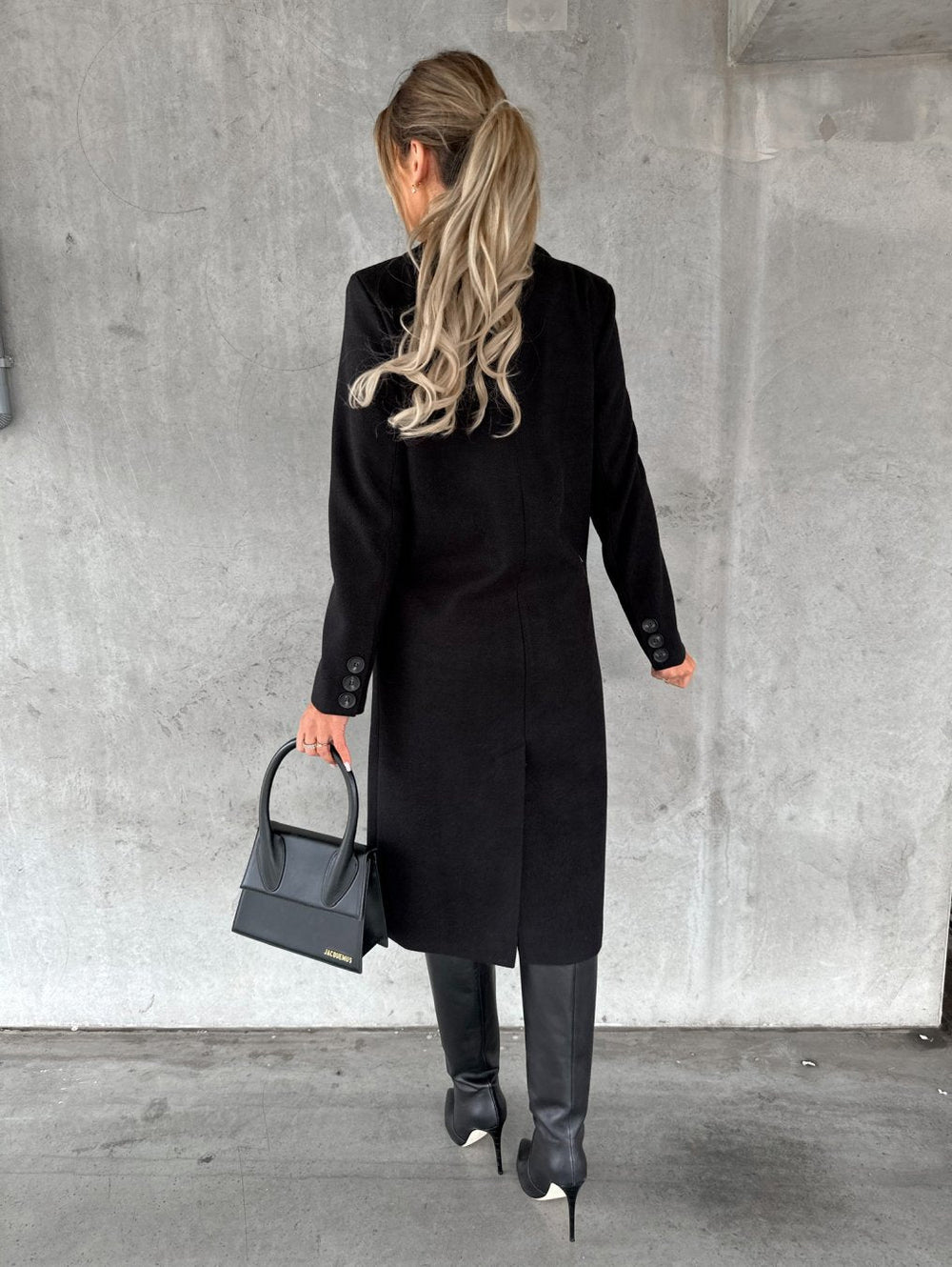 Calveth | Women's Double-Breasted Long Coat - Black - Image 2