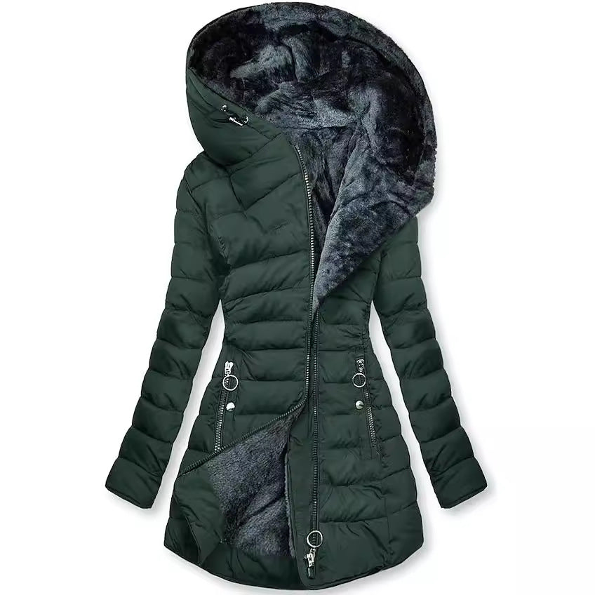 Calveth | Women's Hooded Puffer Jacket Winter Coat - Black - Image 2