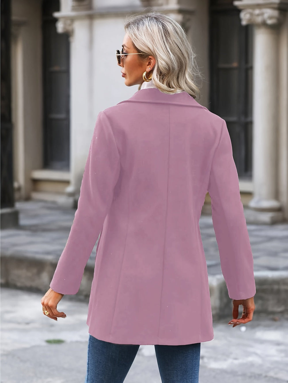 Calveth | Women's Single-Breasted Fall Coat - Pink - Image 2