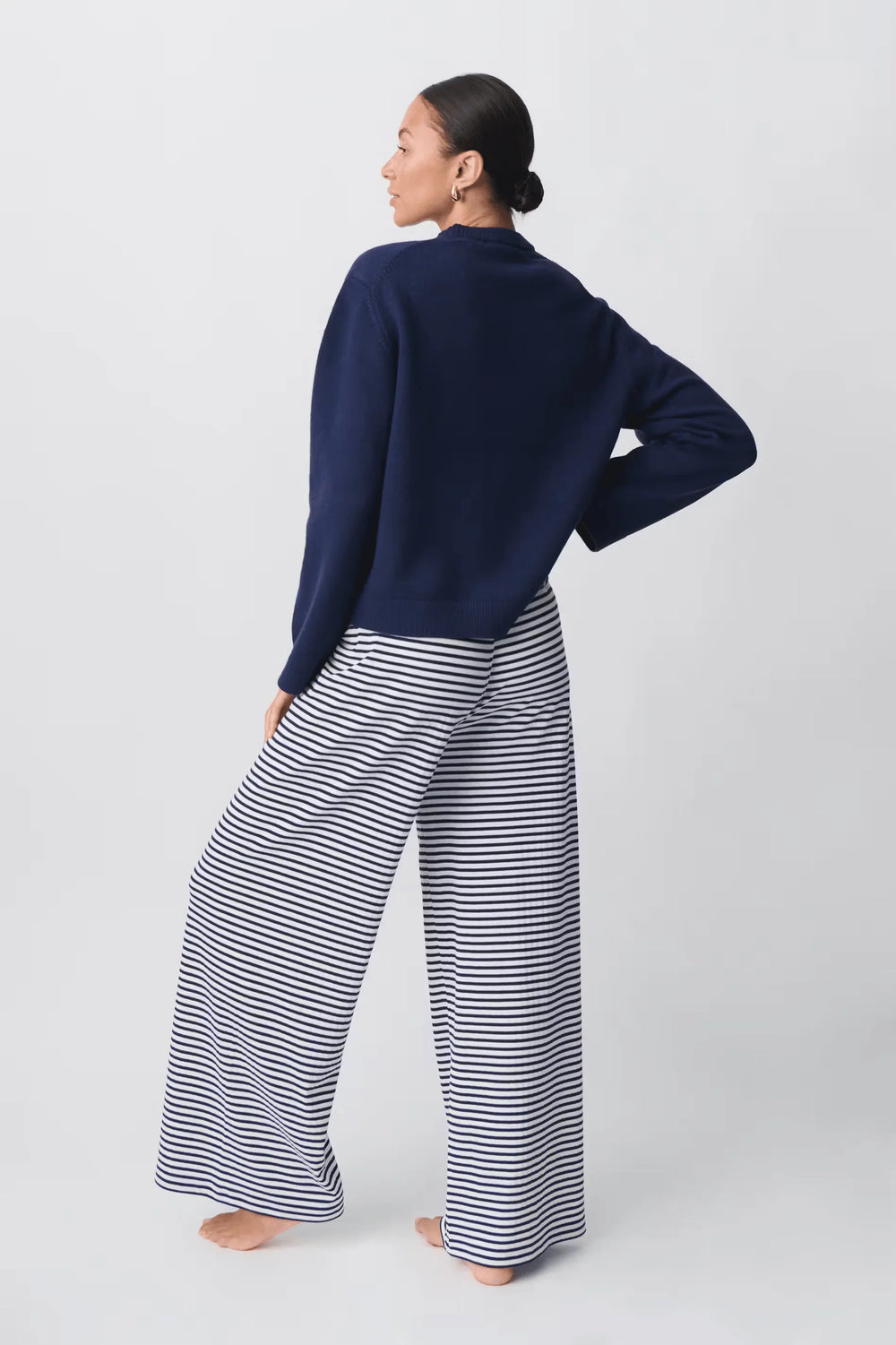 Calveth | Women's Wide Leg Lounge Pants - Striped - Image 2