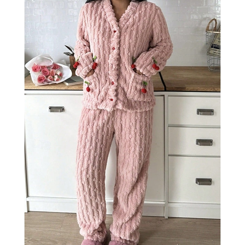 Calvina | Women's Cozy Lounge Set Two-Piece - Pink - Image 2