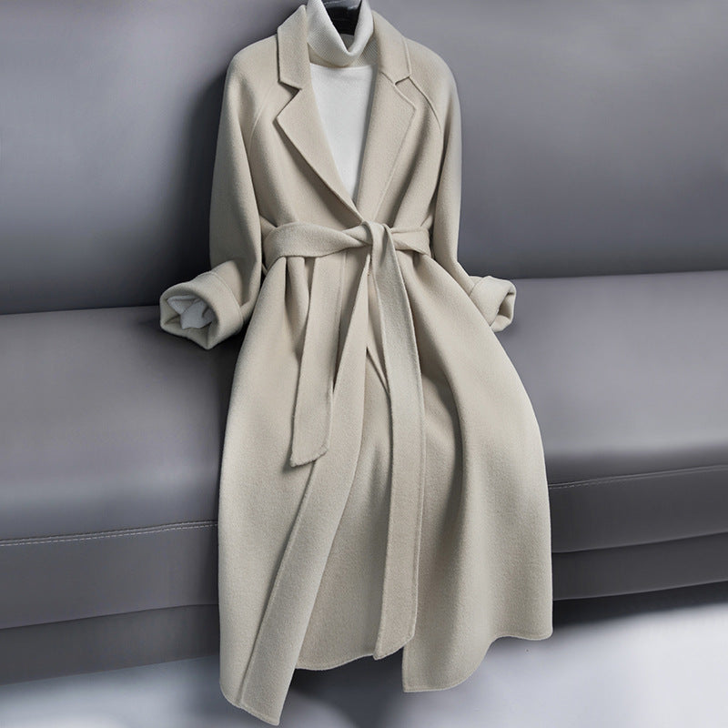 Calvindra | Women's Belted Long Winter Coat - Image 1