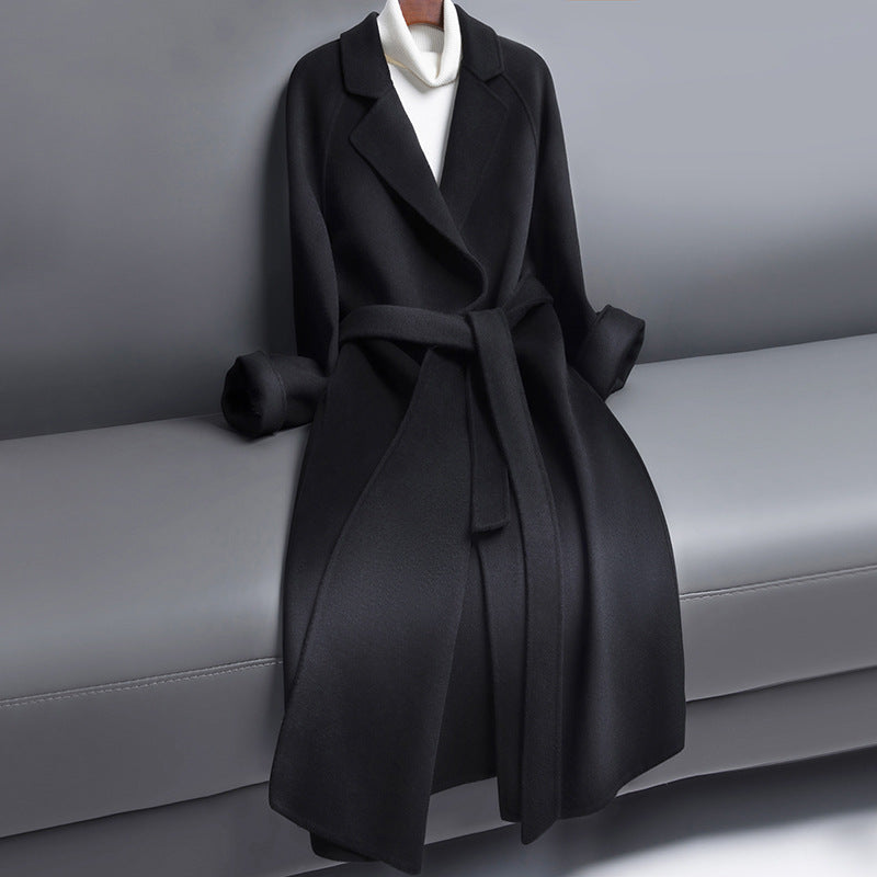 Calvindra | Women's Belted Long Winter Coat - Image 2