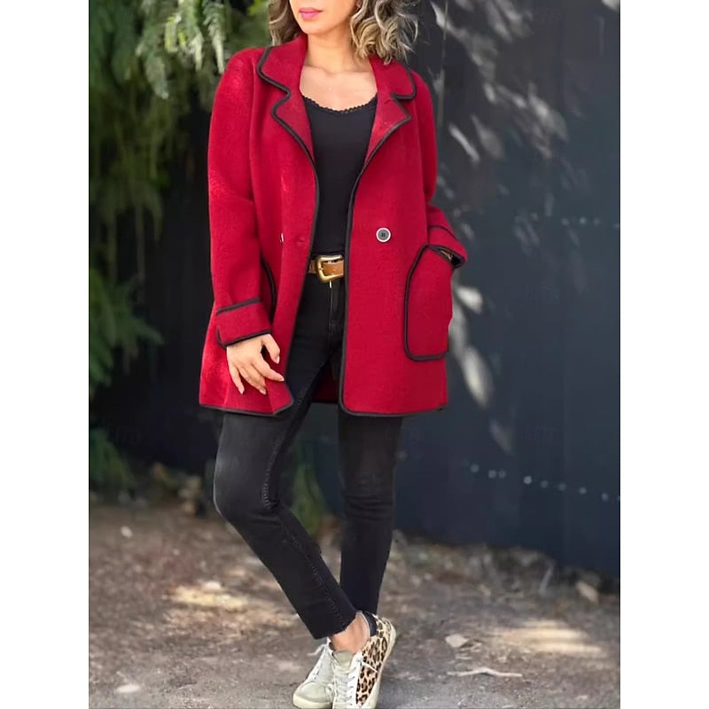 Calvorne | Women's Relaxed Fit Fall Coat - Green - Image 2