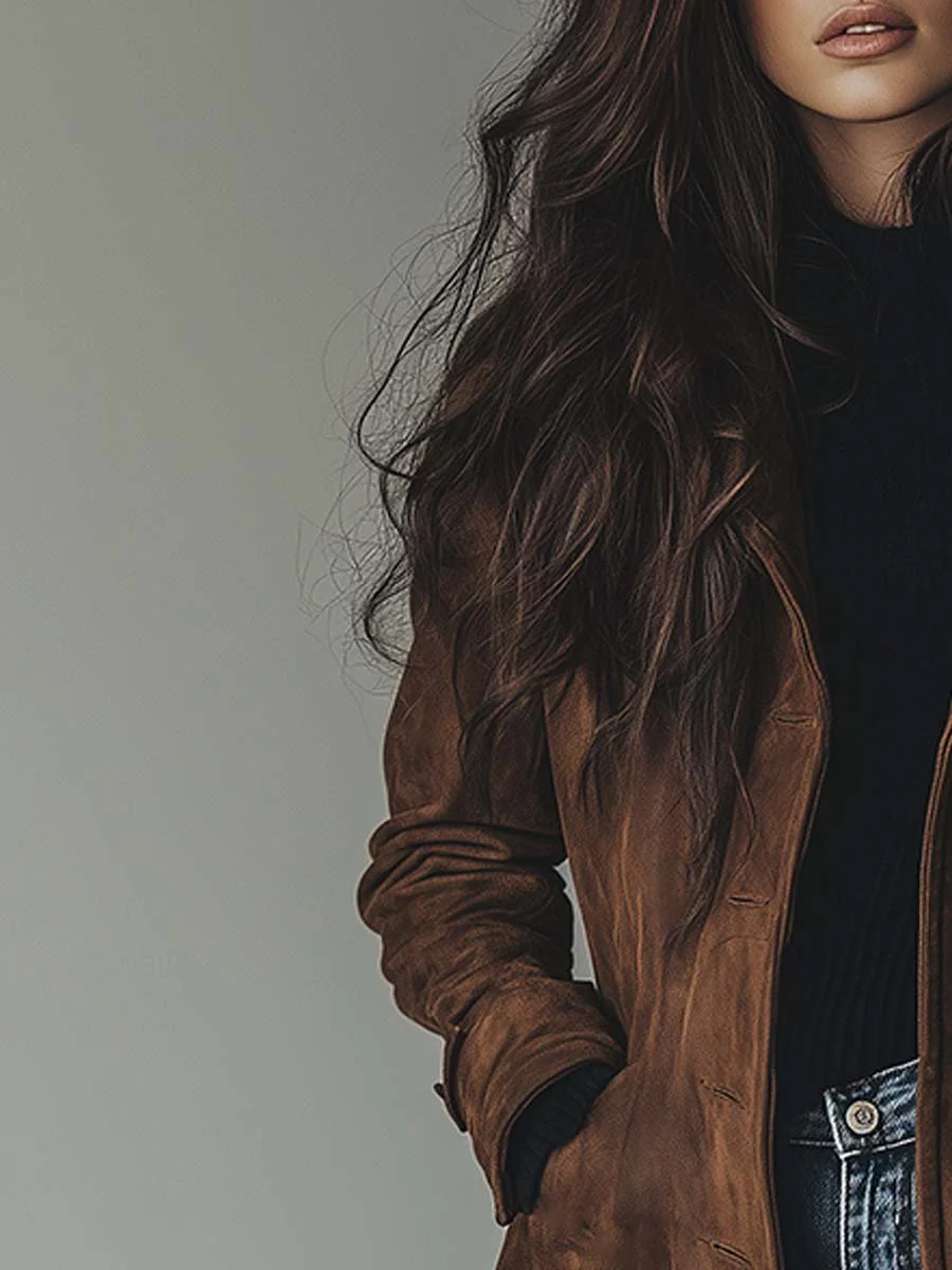 Calvorne | Women's Trench Coat Double-Breasted - Brown - Image 2