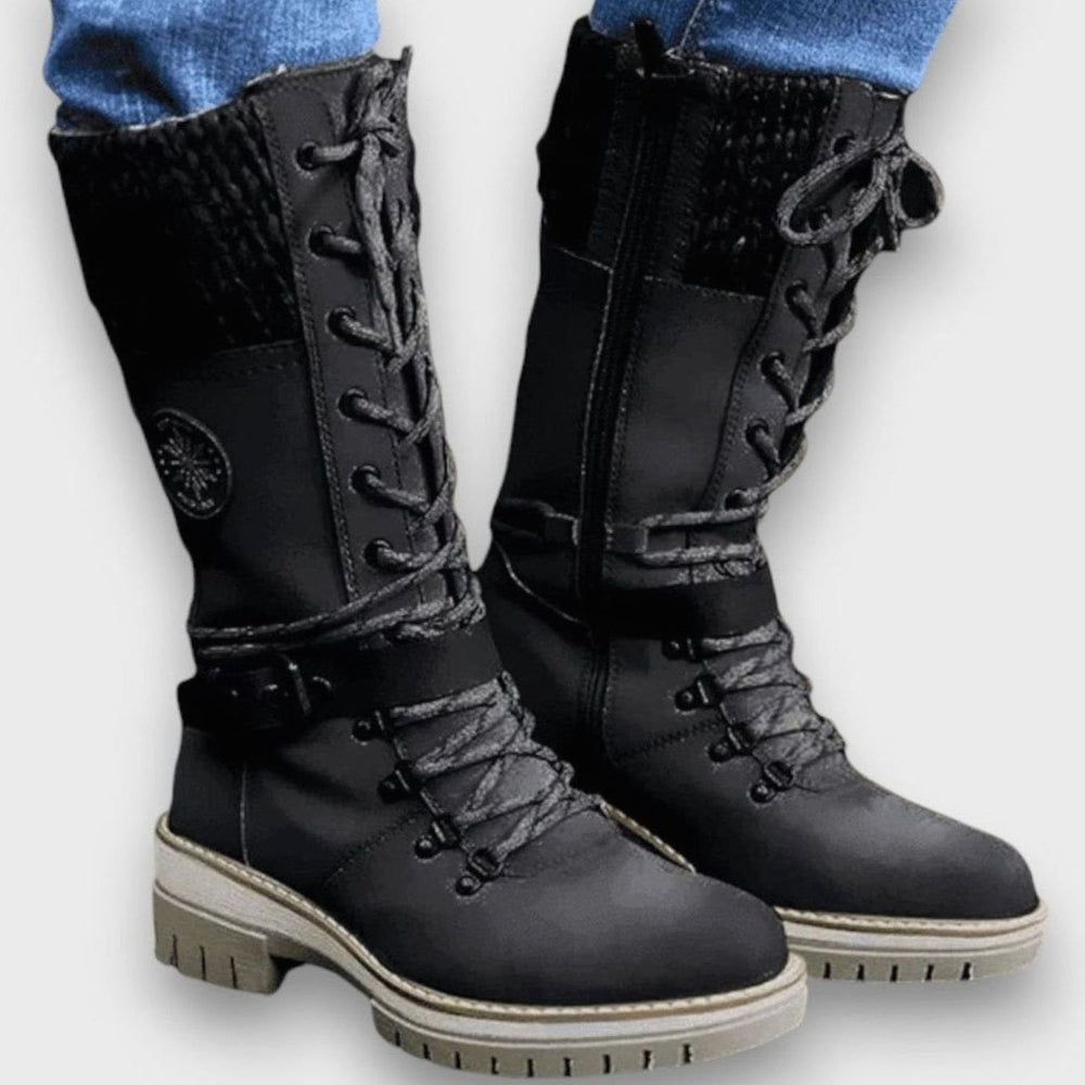 Calvourne | Women's Lace-Up Mid-Calf Winter Boots - Taupe - Image 2