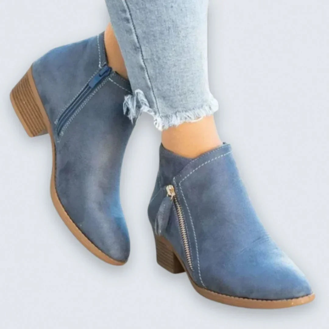 Calvrenne | Women's Side-Zip Ankle Boots - Blue - Image 1