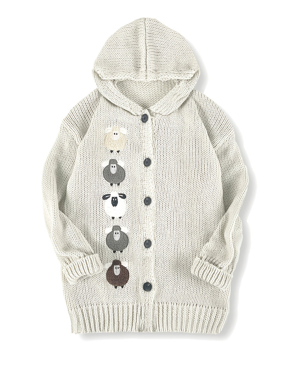 Cloverine | Women's Hooded Cardigan Chunky Knit - Cream - Image 2