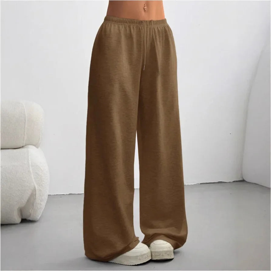 Colvira | Women's Wide-Leg Sweatpants - Brown - Image 1
