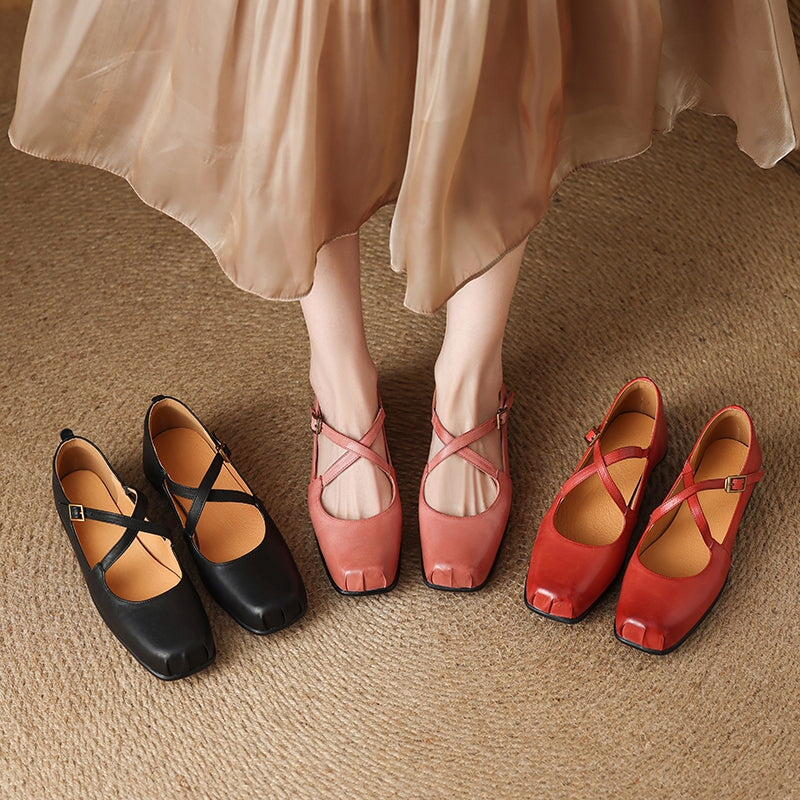 Coralie | Women's Mary Jane Flats Crossover Strap - Image 1