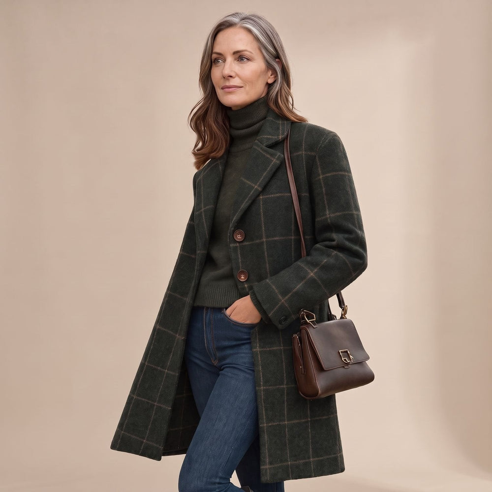 Corindel | Women's Winter Coat Tailored Wool Overcoat - Dark Green - Image 2