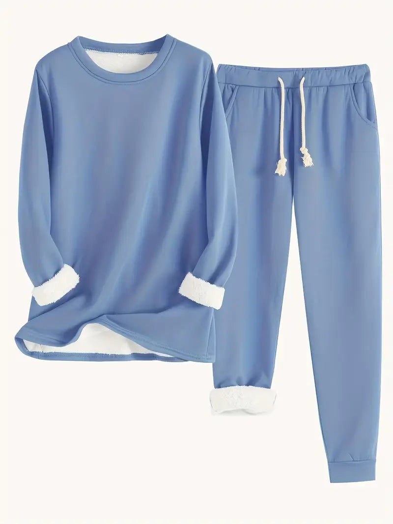Corvaine | Women's Loungewear Set with Jogger Pants - Blue - Image 1