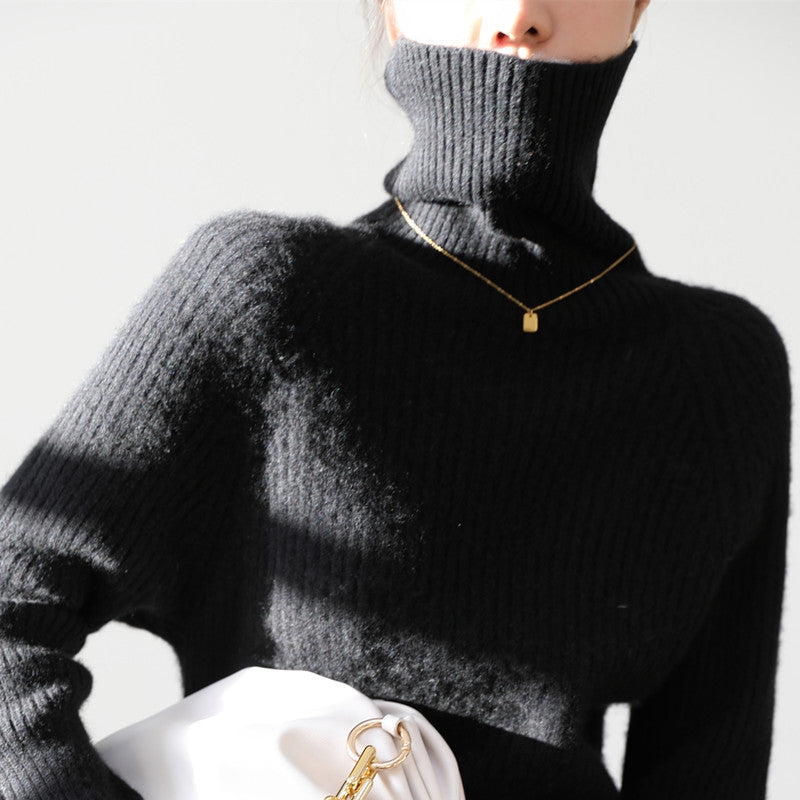 Corwen | Women's Turtleneck Knit Sweater - Black - Image 1