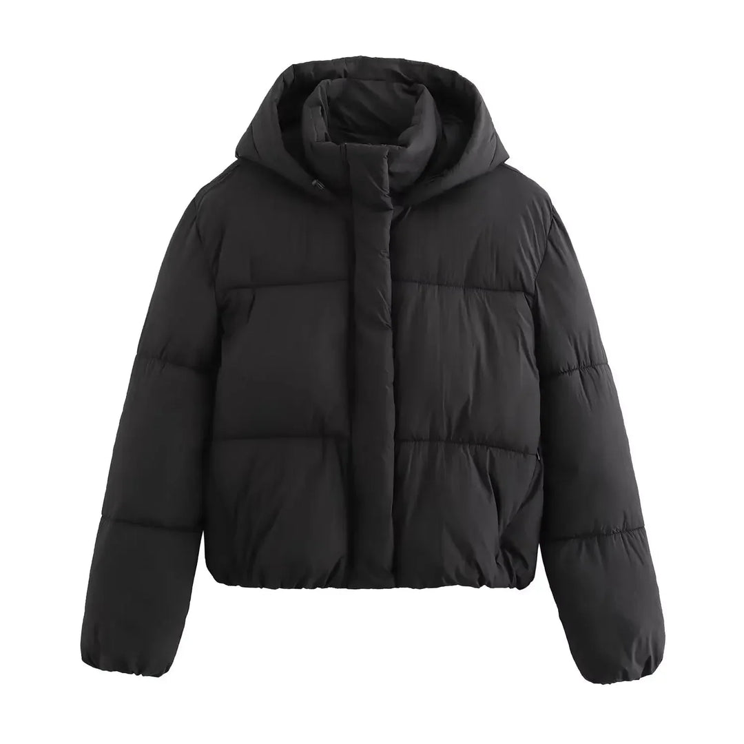 Cressida | Women's Cropped Hooded Puffer Jacket - Black - Image 1