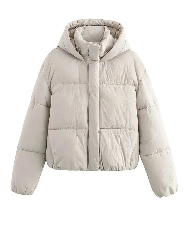 Cressida | Women's Cropped Hooded Puffer Jacket - Black - Image 2