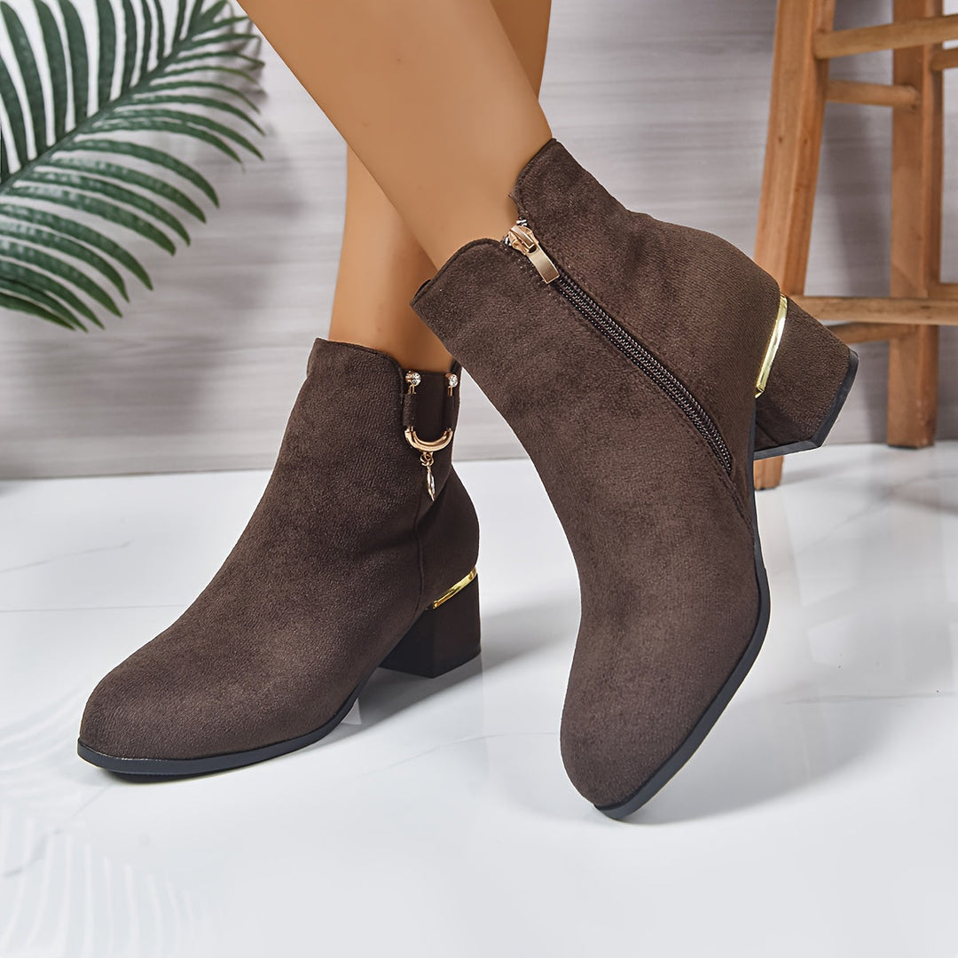 Darienne | Women's Chelsea Ankle Boot with Block Heel - Brown - Image 1