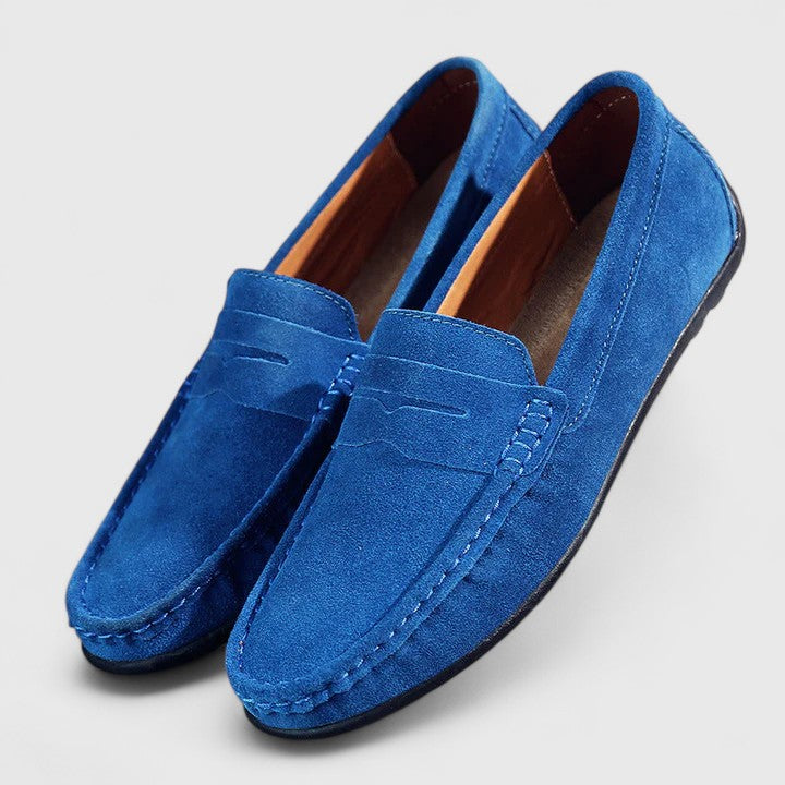 Darvyn | Women's Suede Penny Loafer Slip-On Flats - Royal Blue - Image 1