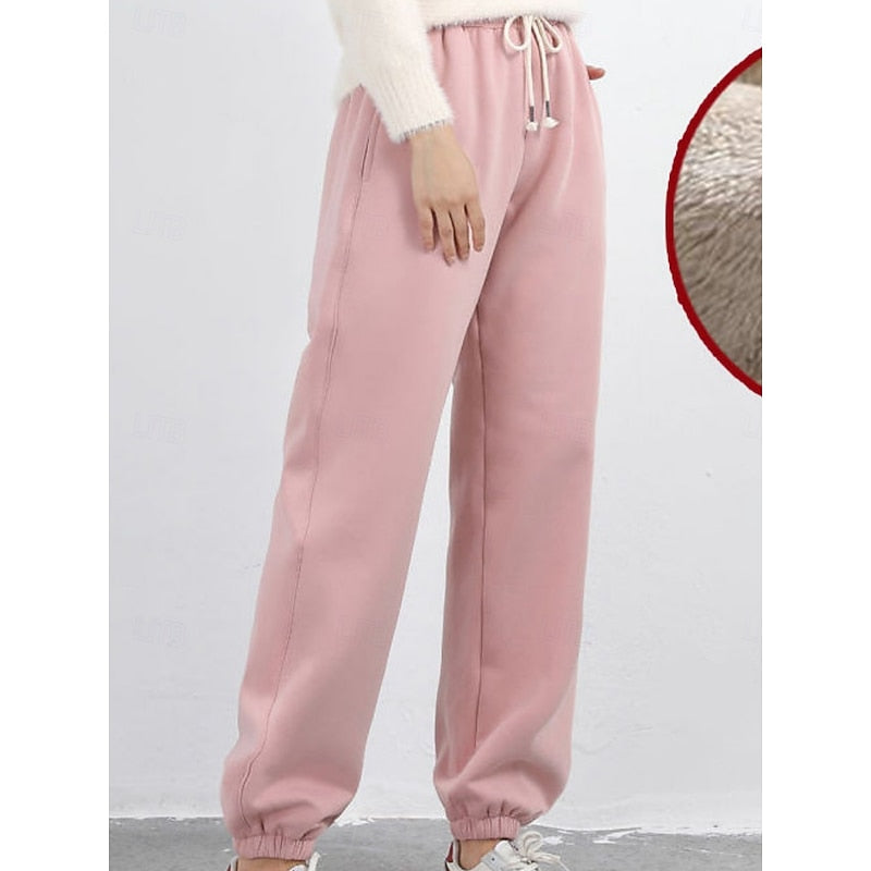 Delvira | Women's Fleece-Lined Sweatpants - Pink - Image 1