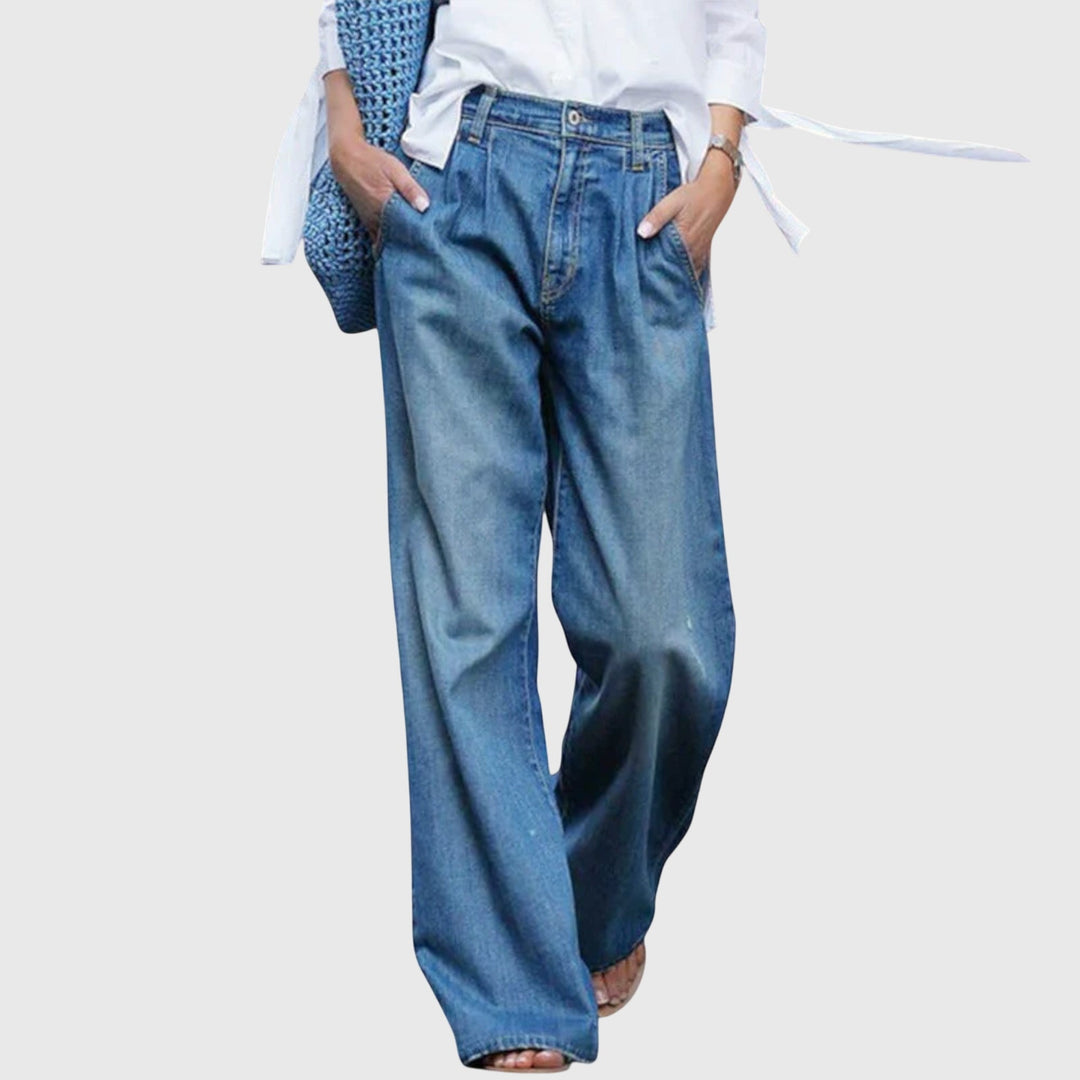 Delvonne | Women's Baggy Wide Leg Jeans - Blue - Image 1